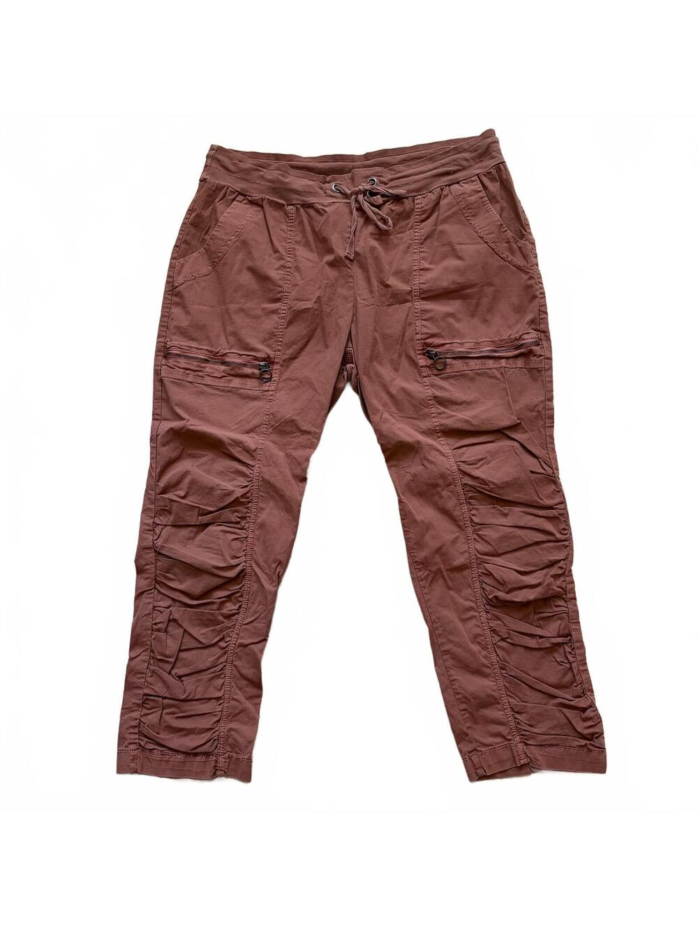XCVI Wearables Capri Cargo Pants Ruched Cropped Rust Orange Women's APPROX Large